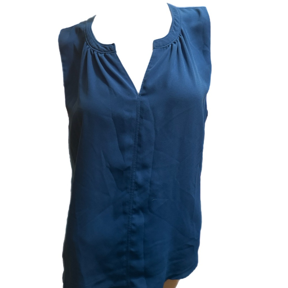 Versona Teal-Blue Sleeveless V-Neck Blouse